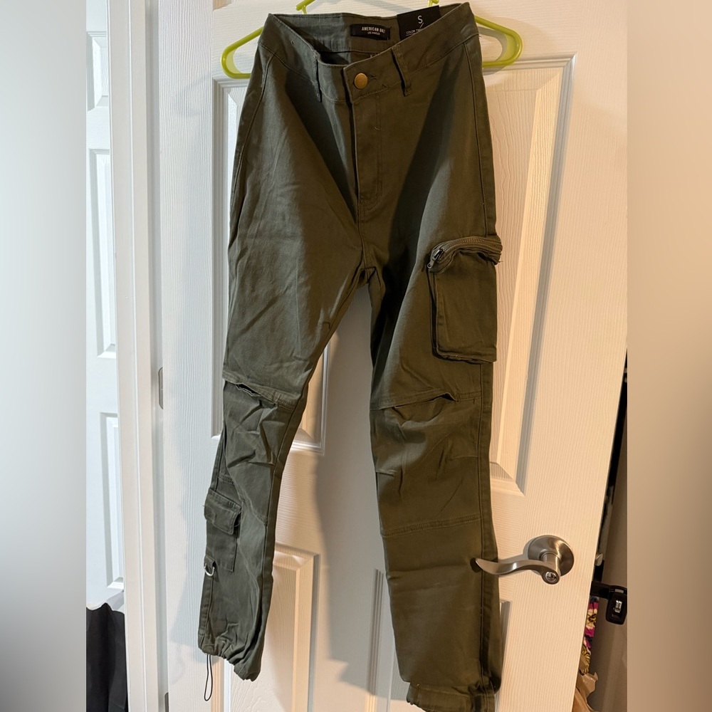 American Bazi color twill joggers - olive green size small